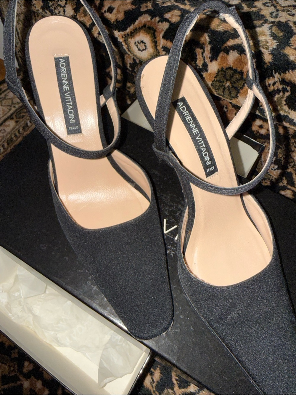 Adrienne Vittadini Black Pointed Slingback Heels